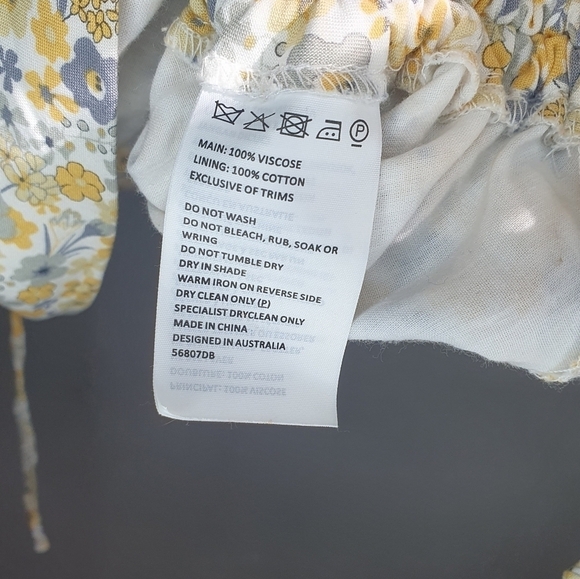 BARDOT Floral Mini Dress Feminine Babydoll White/Yellow/Gray Women's Size 6 - Picture 10 of 10